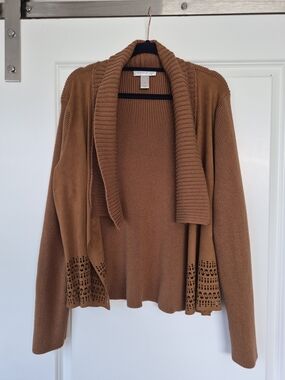 Christopher & Banks Copper Brown Open-Front Shawl Collar Cardigan